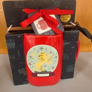 RAE DUNN Harry Potter Gryffindor Christmas Color changing Coffee Mug & Wand NWT